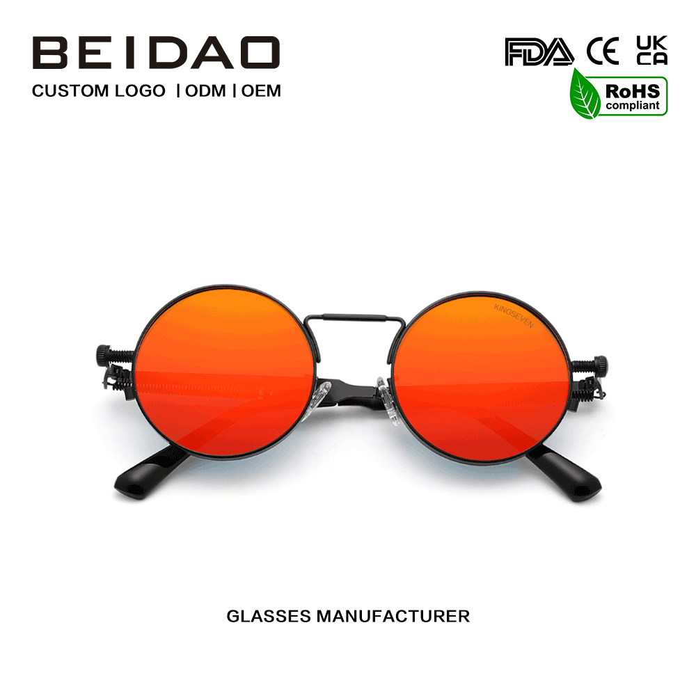 Ochelari de soare cu ramă metalică polarizată cu protecție UV400 roșii de designer