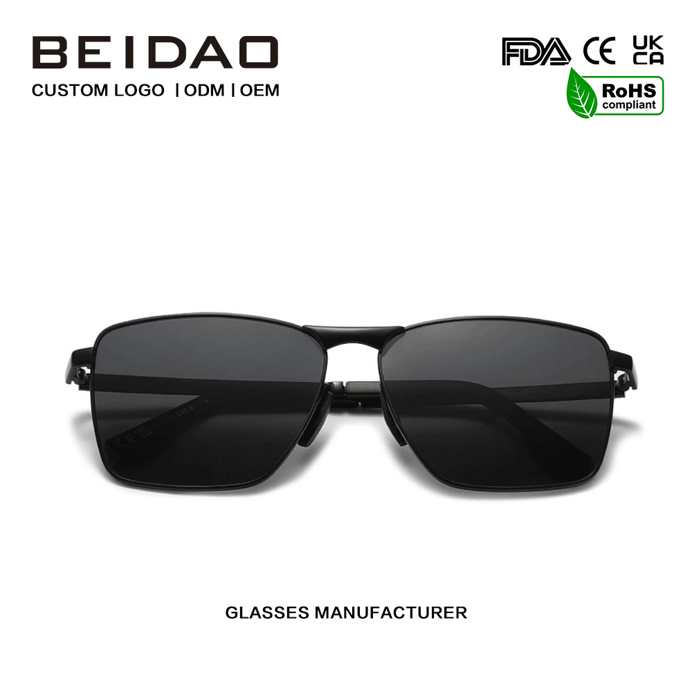 Ochelari de soare pătrați din aliaj de lux cu polarizare UV400