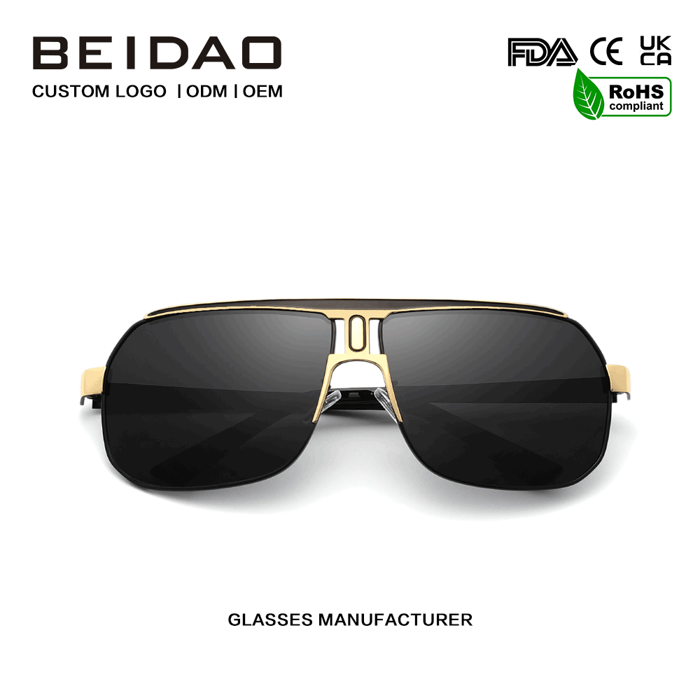Ochelari de soare moderni cu ramă mare din aliaj cu protecție UV400
