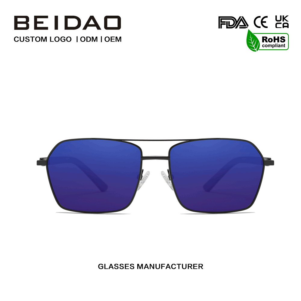 Ochelari de soare retro moderni din aliaj de aluminiu cu lentile albastre UV400 Conducere