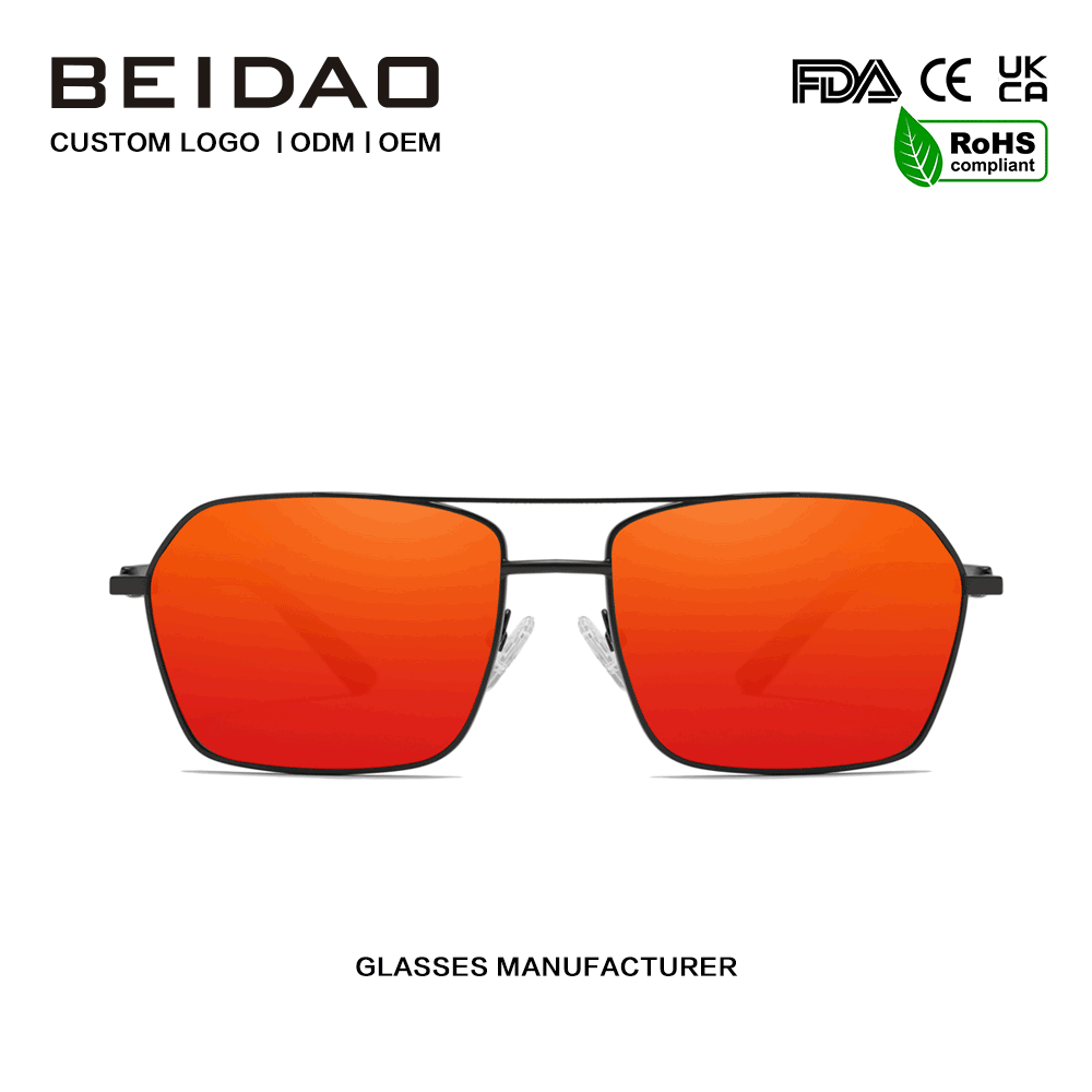 Ochelari de soare retro moderni din aliaj de aluminiu cu lentile roșii UV400 pentru conducere