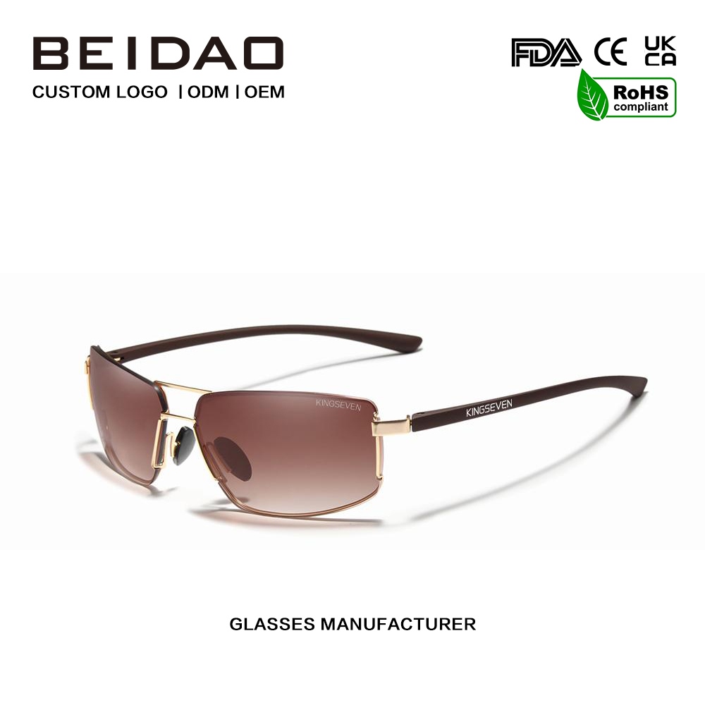 Ochelari de soare polarizați unisex vintage pătrați din aluminiu